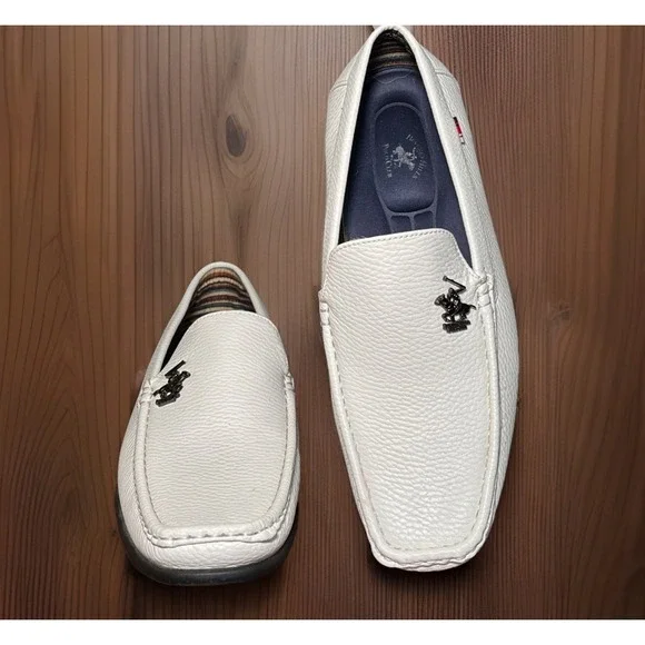 Ralph Lauren Polo White Leather Loafers Mens Slip On Casual Dress Shoe Size 11